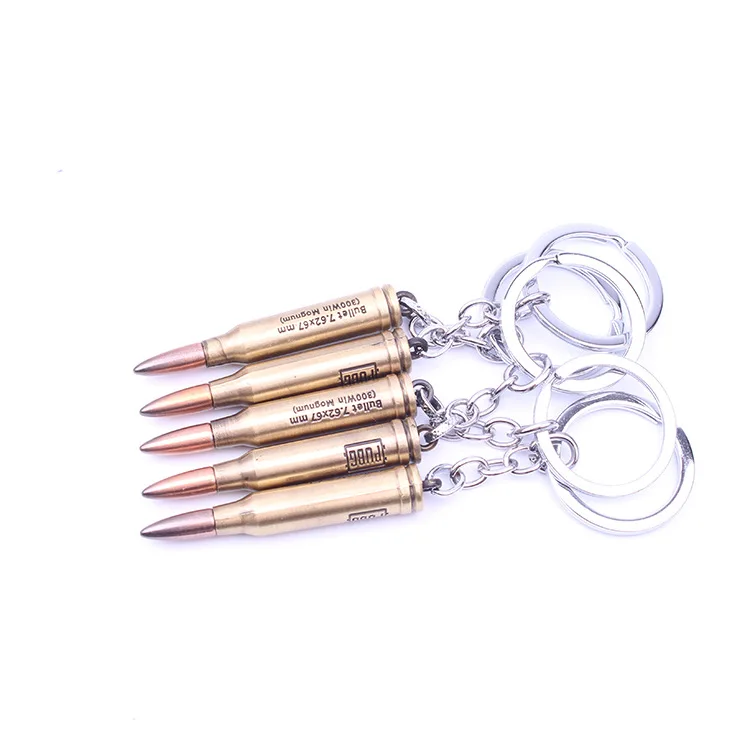 Stimulate Battlefield Level Three Helmet Flat-bottom Pot Pendant Keychain Chicken Game Related Products 7. 62mm Bullet Model