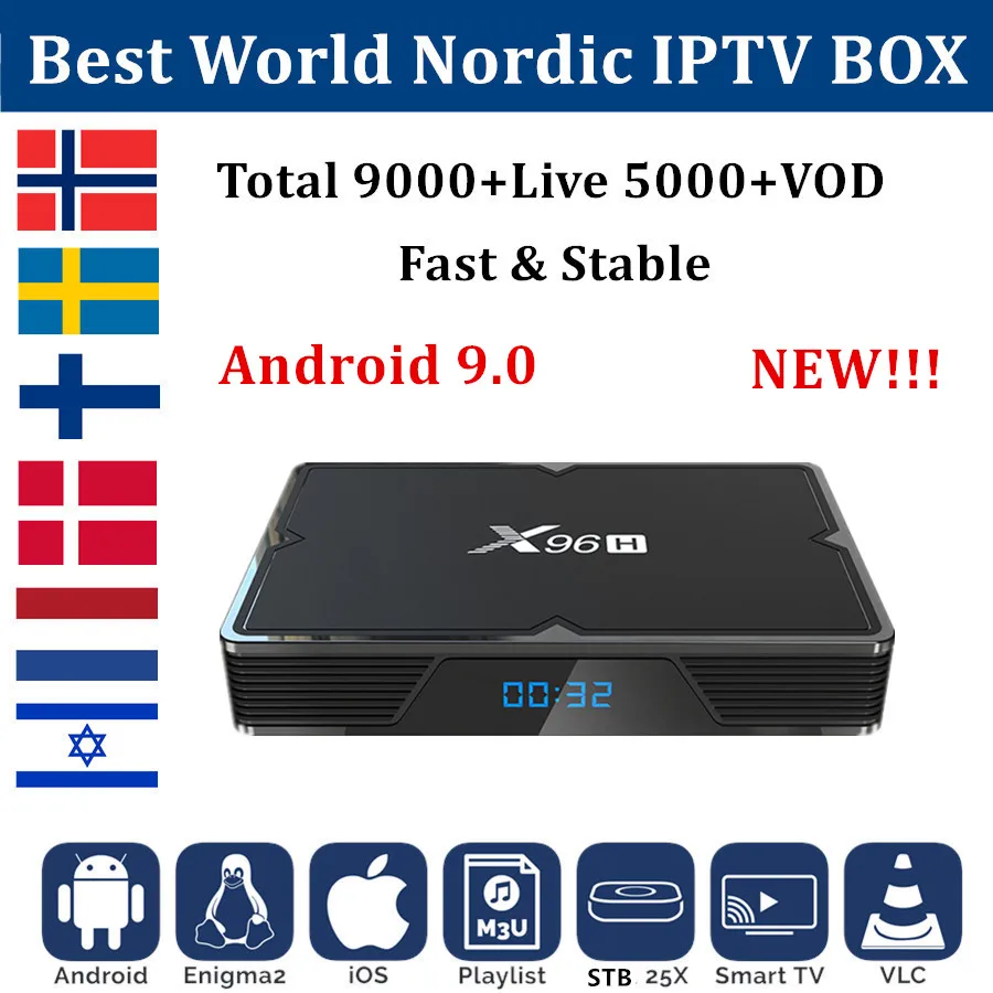 

New X96H android tv box+World IPTV subscription 10000+HD Live Europe Netherlands Sweden Noway Finland Israel IPTV m3u smart tv