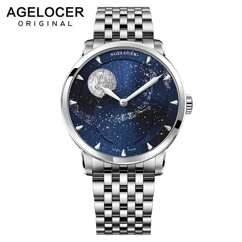 AGELOCER Moonphase orologio automatico riserva di carica 80H orologi  meccanici orologio da polso di lusso con fasi lunari di marca superiore  relogio masculino|Mechanical Watches| - AliExpress