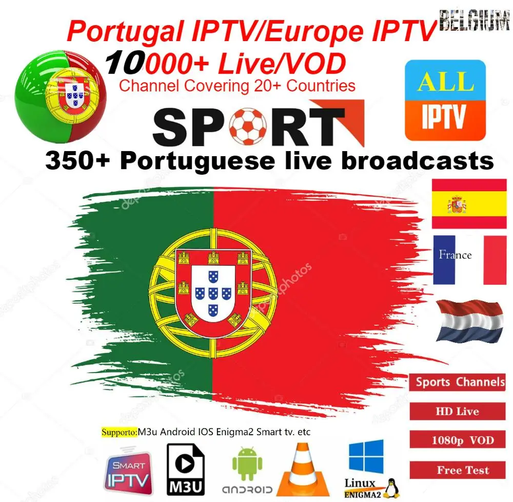 Португалия IPTV португальский IPTV/Европа IPTV подписка для Великобритании Германии Французский Испанский Бельгия Mediaset Премиум для M3u Android