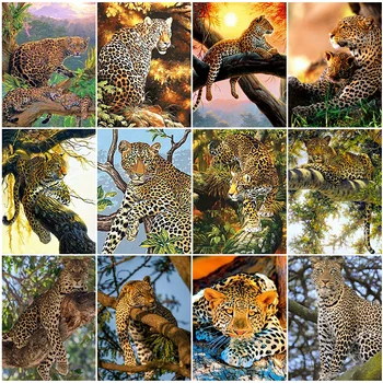 

HUACAN DIY Diamond Painting Full Square Leopard 5D Diamond Embroidery Animal Mosaic Cross Stitch Decor Home