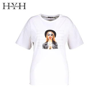 

HYH Haoyihui Large Plus Size 2019 New Coming Summer Women Loose top&tees Casual Streetwear Valentines Print O-nck T-shirt