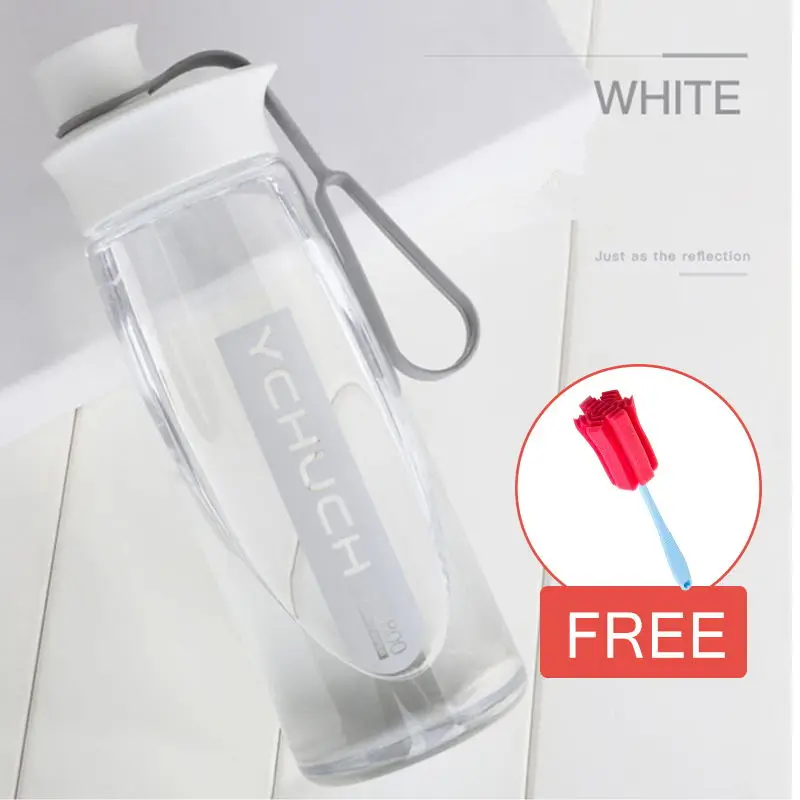 White Бутылка для воды шейкеры для протеиновых коктейлей Портативный Бутылка спортивная Кемпинг походная бутылка для воды с чайным впрыскивателем Пластик Чашки 600/800/1000 мл - Цвет: White