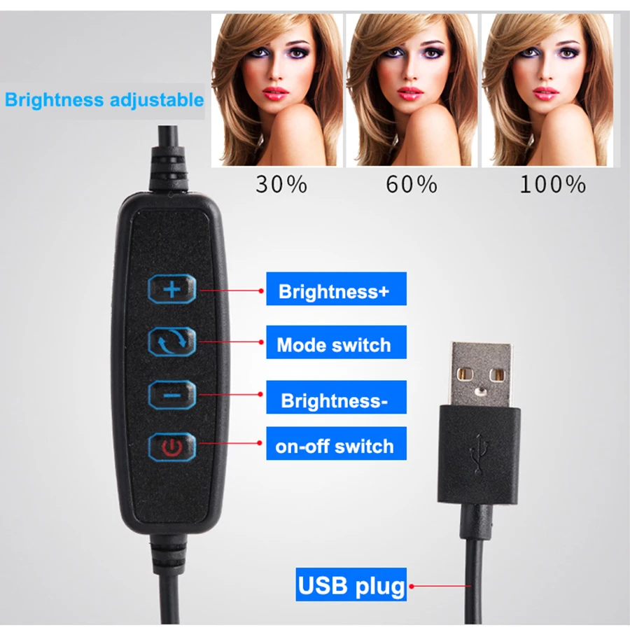 MAMEN 6 дюймов DC5V USB кольцевой светильник для настольной съемки кольцевой светильник для макияжа красивый светильник для видео Youtube с Штативом Держатель для телефона