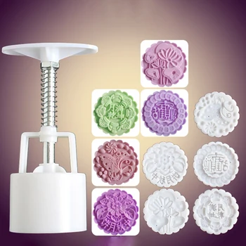 

Moon Cake Mold Stamp Mid Autumn Festival DIY Hand Press Flower Mould Baking Tool Cookie Press With Food Grade Abs Material