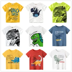 2 3 4 5 6 7 8 Years Kids Boys Clothes 100% Cotton Short Sleeve T-Shirts Dinosaur Cartoon Children Clothes Kids Summer Clothing
