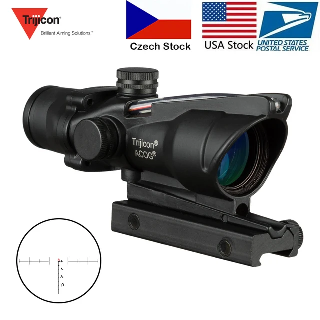 US $49.99 Trijicon ACOG 4X32 Hunting Riflescope Real Fiber Optics Grenn Red Dot Illuminated Chevron Etched Re