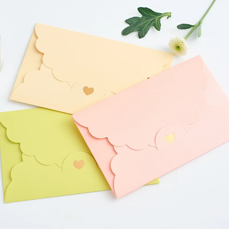 Mailing Envelopes 10pcs/lot Gold Stamp Heart Envelopes Letter Vintage Iridescent Paper for Wedding Invitations Stationary