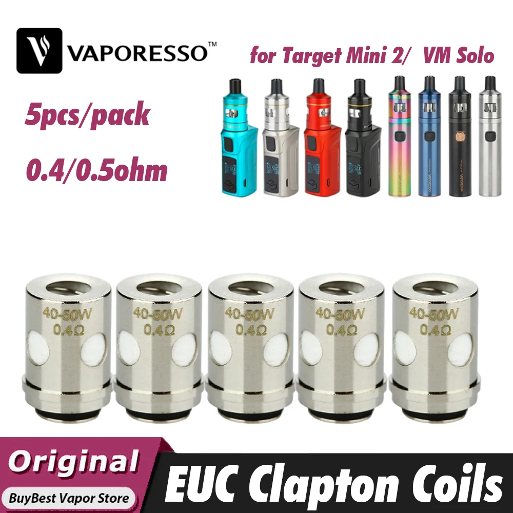 5pcs/pack Original Vaporesso Traditional EUC Clapton Coils for Estoc/Target/ORC/Gemini/VM Series 0.4ohm/0.5ohm Vaporizer | Электроника