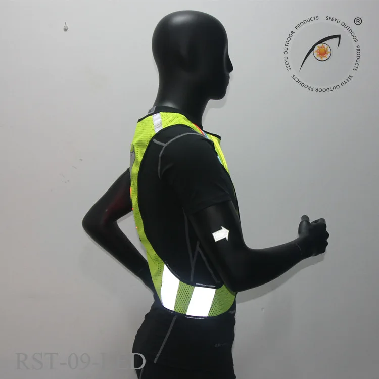 Vertvie Cycling Reflective Vest LED Outdoor Safety Jogging Sportswear Night Mesh Breathable Visibility Running Tops with Lights
