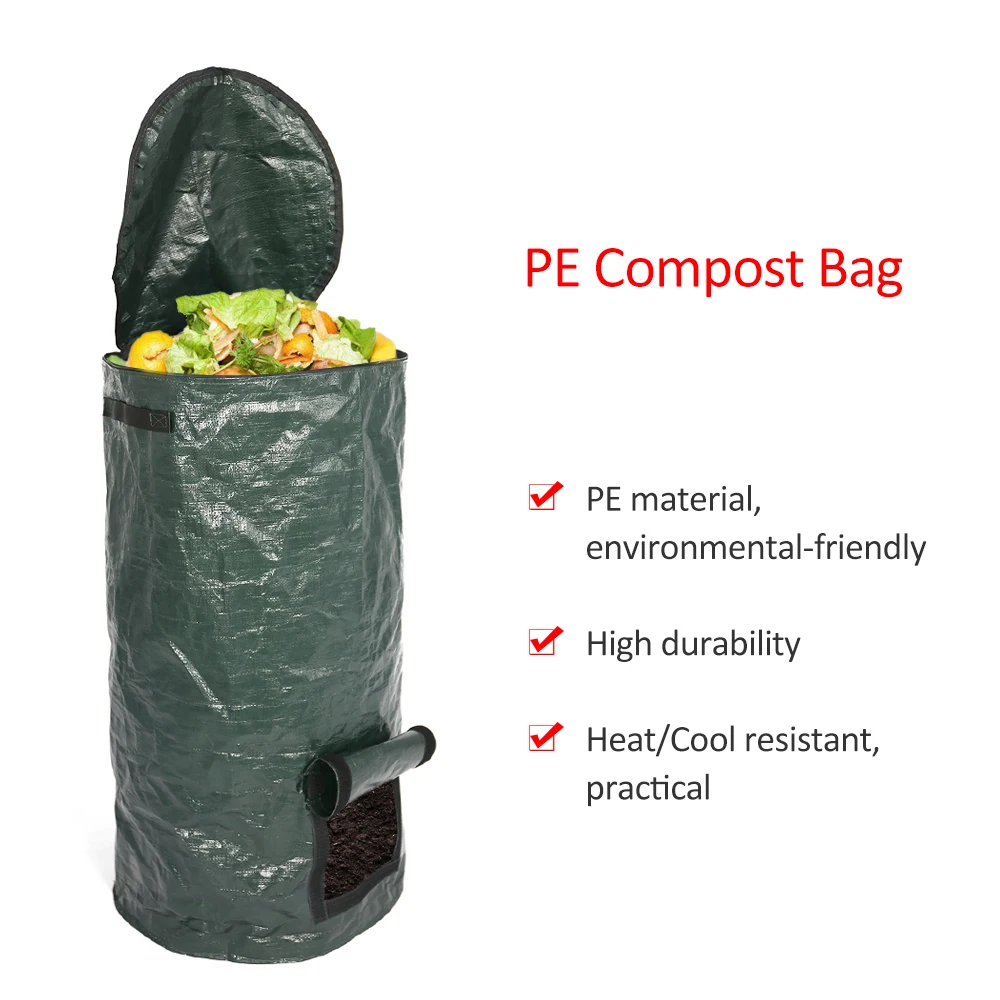 2 размера органические отходы кухня Сад Двор мешок для компоста окружающей среды из полиэтиленовой ткани Плантатор сумки