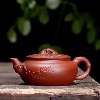 

Ore purple clay yixing teapot mud bamboo handmade pot kung fu kettle teaware