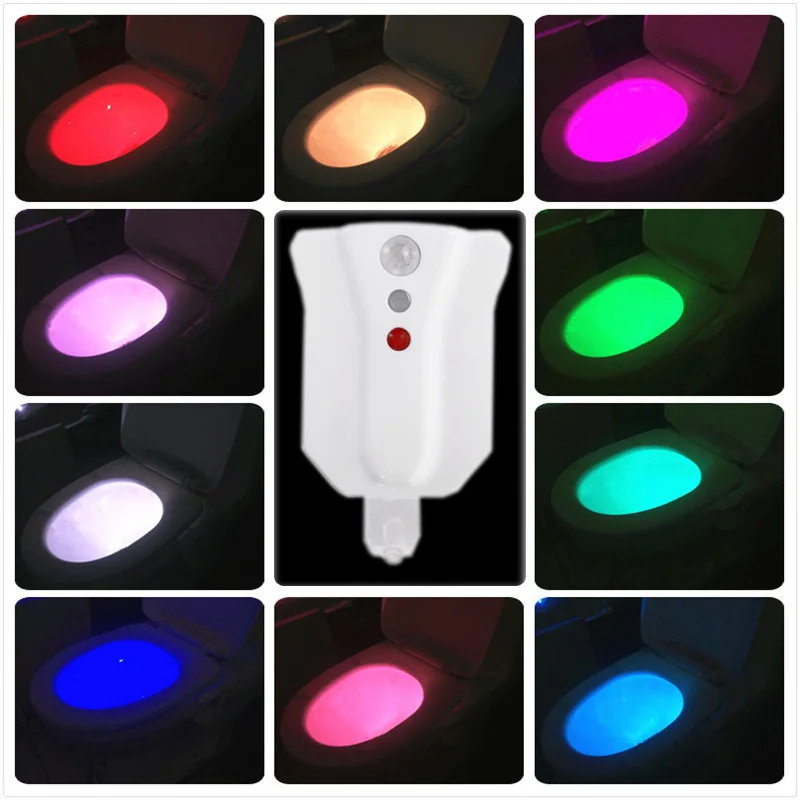 

WC Light Waterproof 8-color Human Body Motion Sensor PIR Toilet Night Light AAA Battery Powered Backlight for Toilet Bowl Child