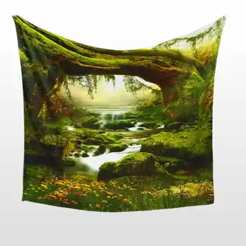 

150X150cm Rectangular Tapestry Tree and River Tapestries Wall Tapestry Polyester Wall Art Decor