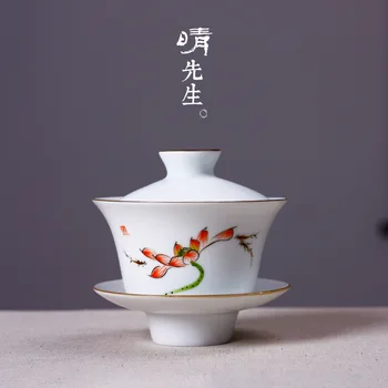 

Jindezhen Ceramics Kung Fu Tea Have Three Talents Bowl Hand Tureen Teacup Manual Infusion Of Tea Bowl Worship Teacup