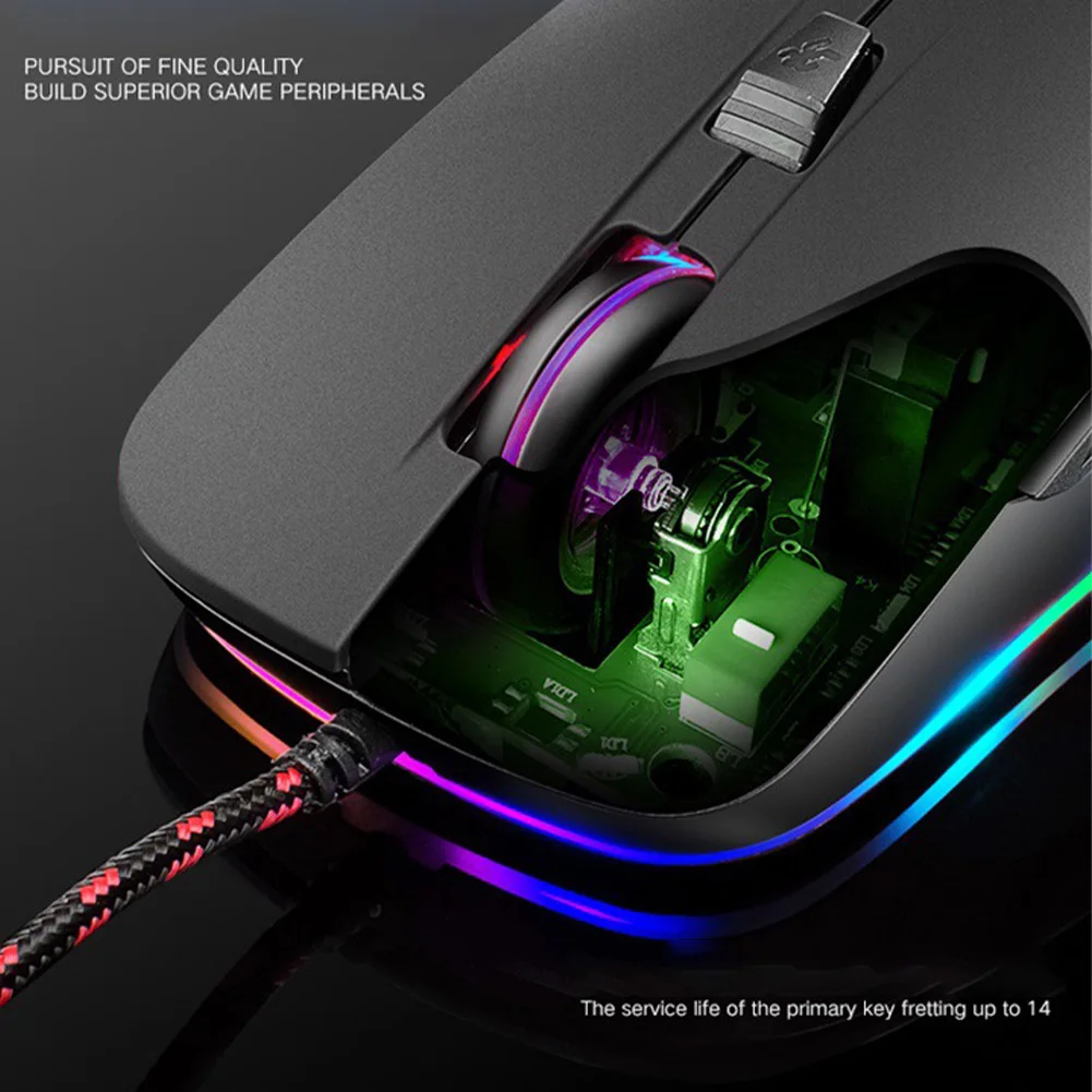 Пластиковый Компьютерный Аксессуар Проводная игровая мышь USB интерфейс Оптический сенсор Рабочая RGB подсветка 6 кнопок подарок Эргономичный для ПК
