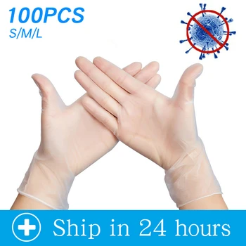 

Disposable Gloves Nitrile Latex Rubber for Home PVC 100pcs Dishwashing Garden Food Transparent Anti Infection Kitchen/Medical