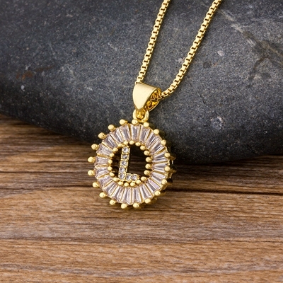 Sale Women Girls Initial Letter Necklace 26 Letters Charm Gold Name Necklace Pendant Top Quality Copper Zircon Jewelry Gift