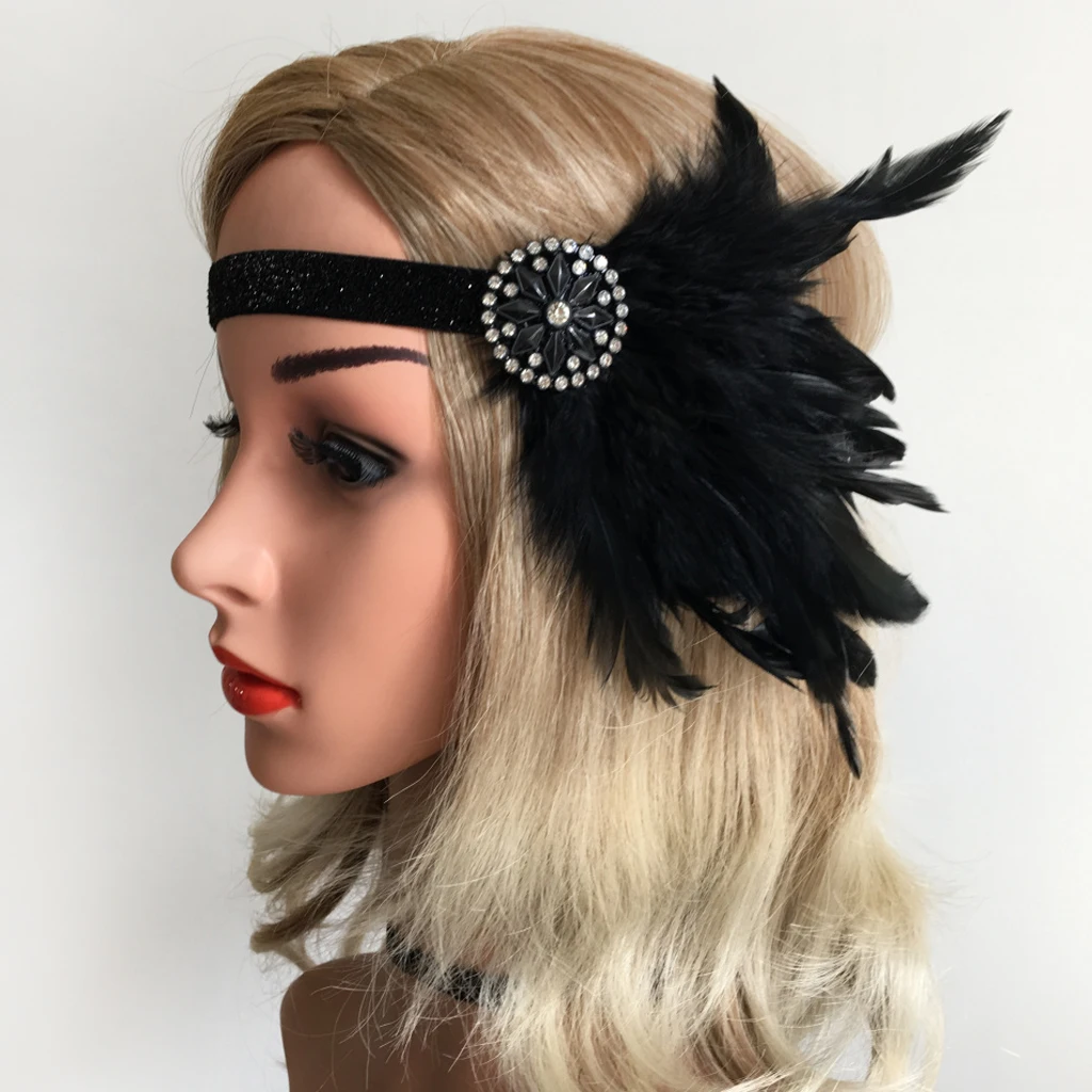 Women's Black Headband 1920's  Headdress Headband Headwear Hair Band Flappers Hair Accessories