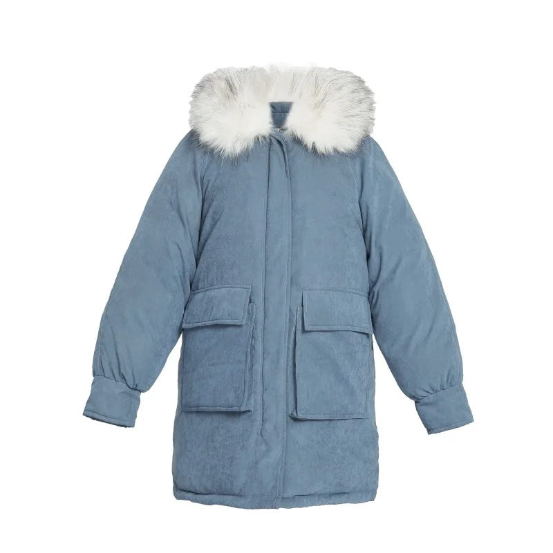 

2019 New Style Cotton-padded Clothes Women's Mid-length Loose-Fit Cotton-padded Jacket Winter Thick Peach Skin INS down Coat Cot