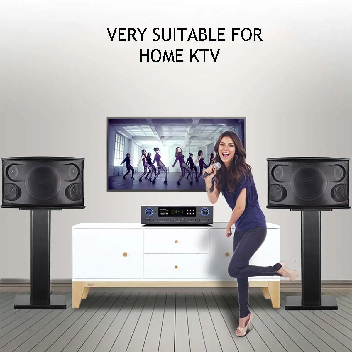 2pcs Wood Grain Speaker Stand HIFI Surround Sound
