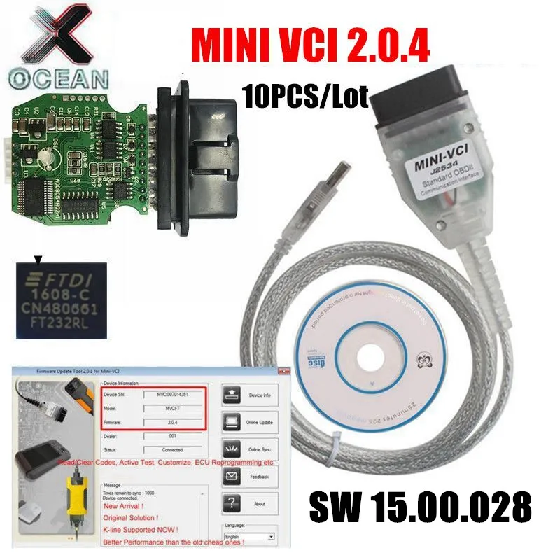 MINI VCI последняя версия V13.00.022 диагностический мини разъем Интерфейс для TOYOTA TIS