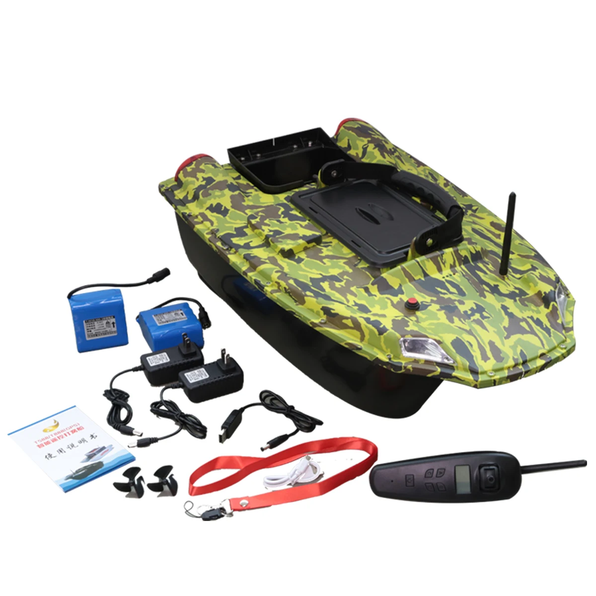 500M Bait Boat GPS Wireless Fishing Bait Boat LCD Sonar Sensor Fishfinder Remote Control Toy with 2 x 10400mAh Batteries