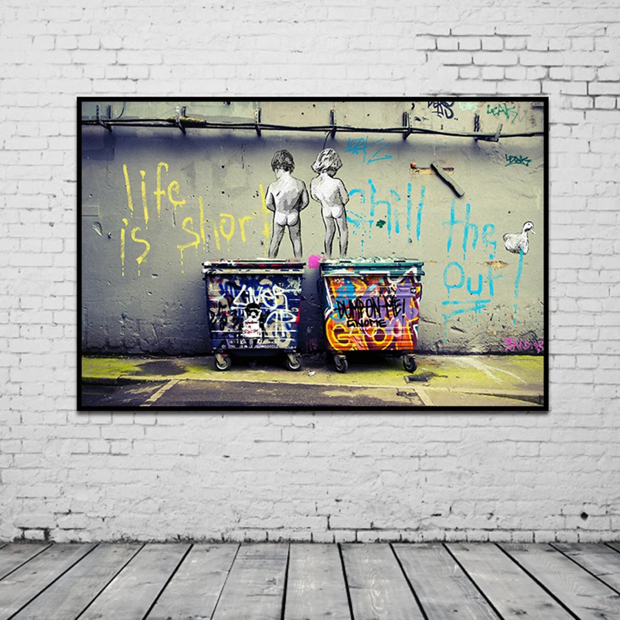 Абстрактные картины на холсте с граффити Banksy постеры и принты Life Is короткое