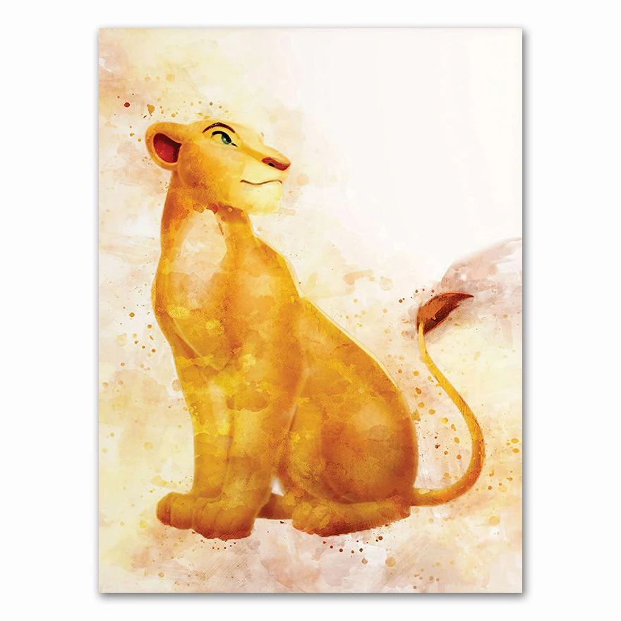 Popular-anime-movie-lion-king-family-decoration-watercolor-hight-quality-canvas-painting-Home-Decor-No-Frame (5)