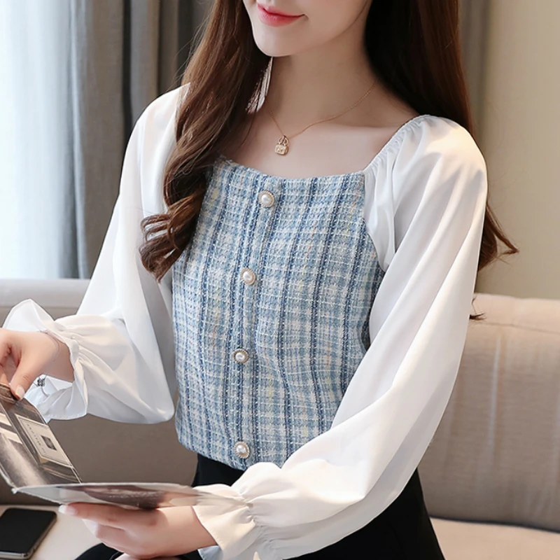 Blusas mujer de moda 2020 блуза с длинным рукавом женская белая шифоновая блузка вырезом