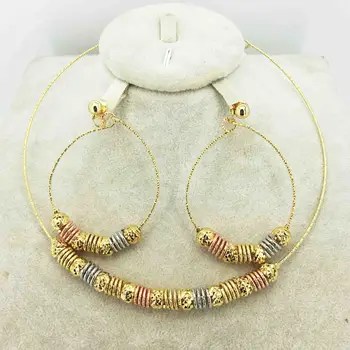

Dubai gold necklace earrings collection fashion Nigeria wedding African pearl jewelry collection Italian women's jewelry set