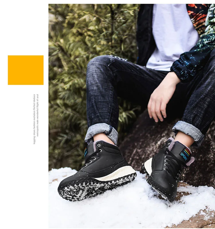 Fhlyiy/Брендовые мужские зимние ботинки; теплые плюшевые мужские Ботильоны; повседневные уличные Нескользящие мужские зимние кожаные ботинки; большие размеры 48