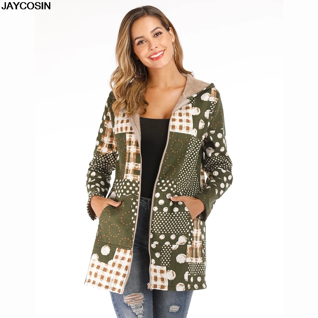 

JAYCOSIN Women Fashion Autumn Winter Warm Jackets Women Fur Collar Coats Long Parkas Hoodies Office Lady Cotton Plus Size 9801