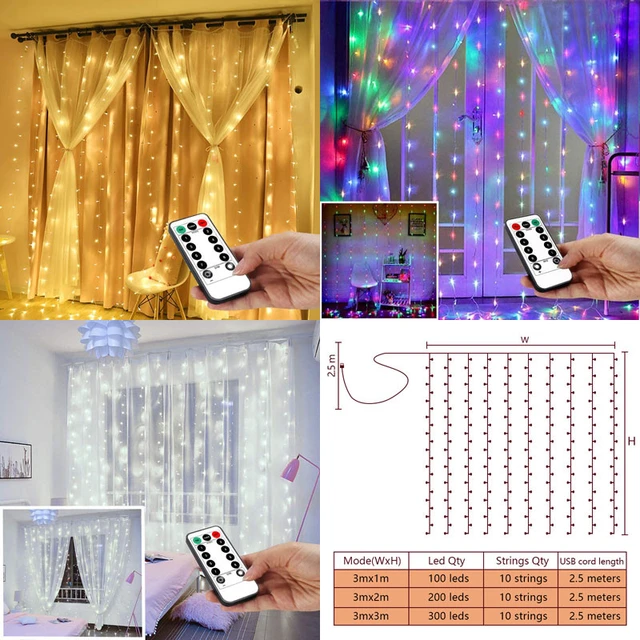 Rideau Lumineux Led 3x3/3x2/3x1m, Guirlande Lumineuse Féerique De Noël,  Pour L'extérieur, Pour Mariage, Fête, Décoration De Jardin, 5z - Party &  Vacances Diy Décorations - AliExpress