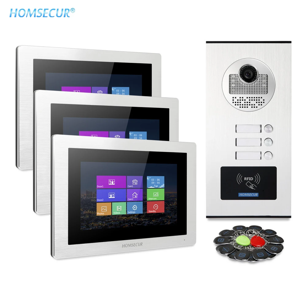 

HOMSECUR 7" Video Door Entry Security Intercom with RFID Access for House/Flat XC111-3+BM714-S/BM717-S