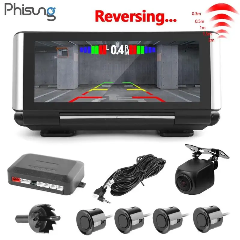 Горячая, автомобильная dvr камера, многофункциональная Phisung W09+ 6,86 дюймов, автомобильная dvr камера с парковочным радаром, двойной объектив, приборная панель