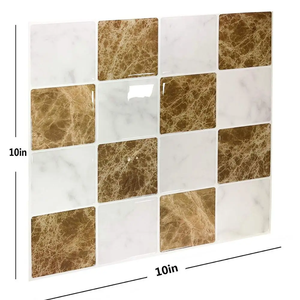

Vividtiles Waterproof Kitchen Self adhesive Vinyl Wallpaper 3D Peel and Stick Square Mosaic Tiles for Indoor Decor - 1 Sheet