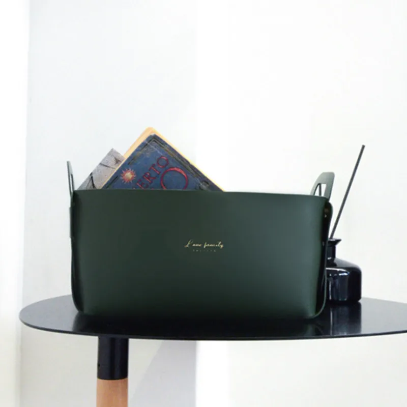 가죽 데스크탑 대형 스토리지 박스, 거실 침실 잡화 키 플레이트 장식 주사위 트레이 동전 PU 접이식 스토리지 도매 잡동사니 정리함 PU 엔클로저 데스크톱 화장품 저장 바구니 사무실 관리자 상자 액세서리 쟁반