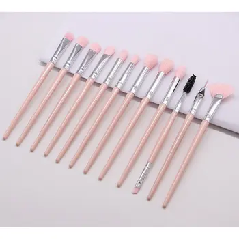 

12 Makeup Brush Sets Eye Shadow Brushes Plastic Portable Nylon Hair Brushes Beauty Tools Powder Brush