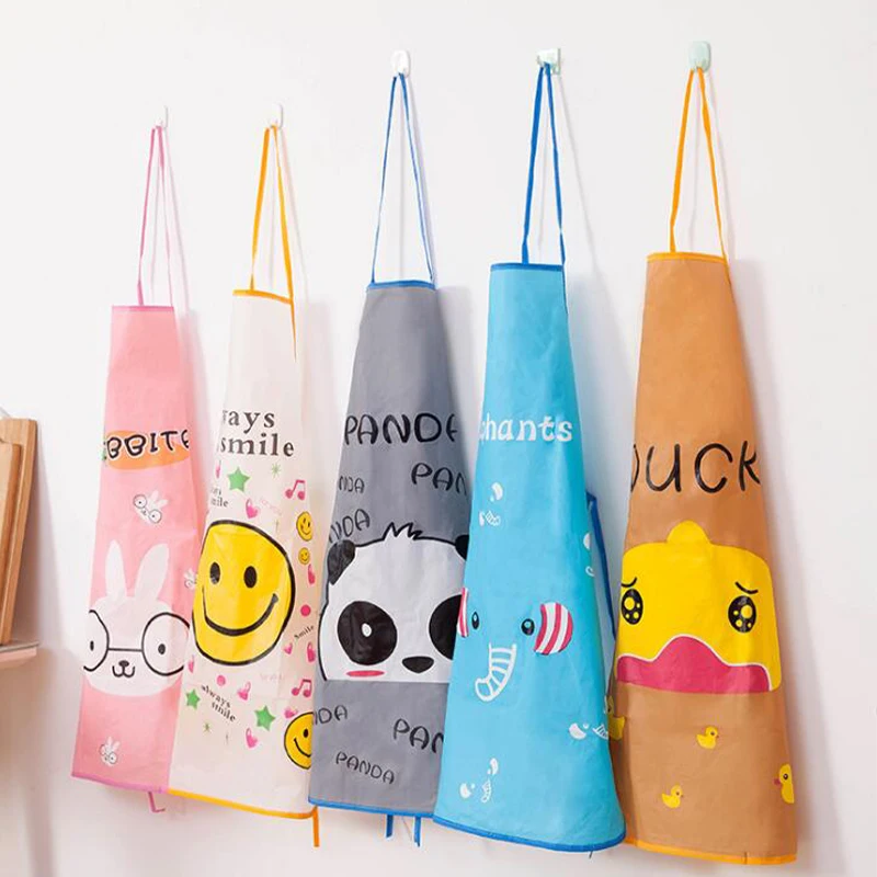 

1pcs Oil Proof Cartoon Smile Cute Animal Printing Adult Sleeveless Apron Kitchen Baking Cooking Accessories Bib Aprons