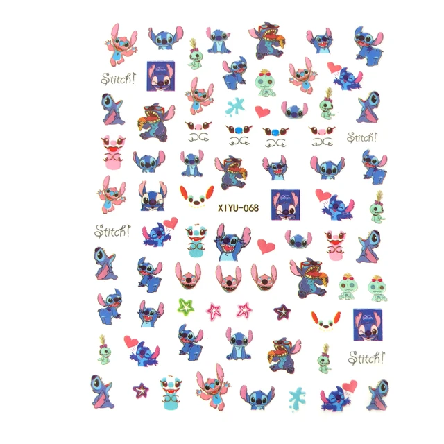 1PCS Disney Cartoon Anime Collection Star Design Nail Sticker Mickey Mouse Donald Duck Lion King Mermaid Stitch Nail Slider XIYU068
