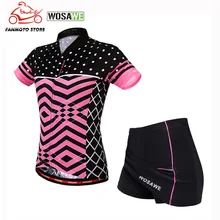 WOSAWE Motorcycle Cycling Sets Women Summer Short Sleeves Bike Jerseys Skirt MTB Wear Ladys Bicycle Clothes Downhill Suits Kit