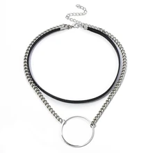 Модное женское готическое панк круглое ожерелье с подвеской, Двухслойное ожерелье, ювелирные изделия