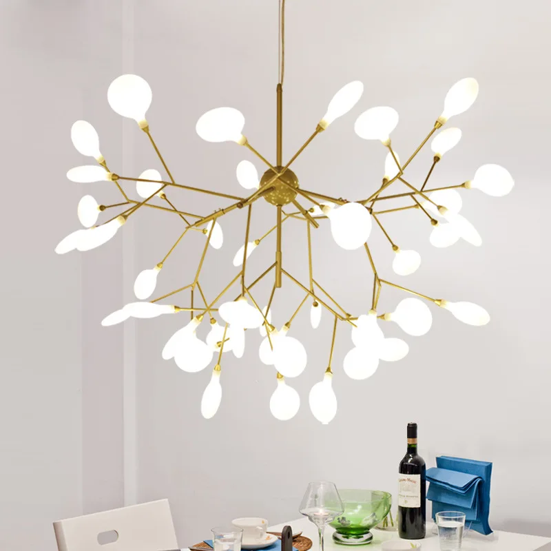 Lustre suspendu à motif de lucioles, Design nordique moderne, éclairage