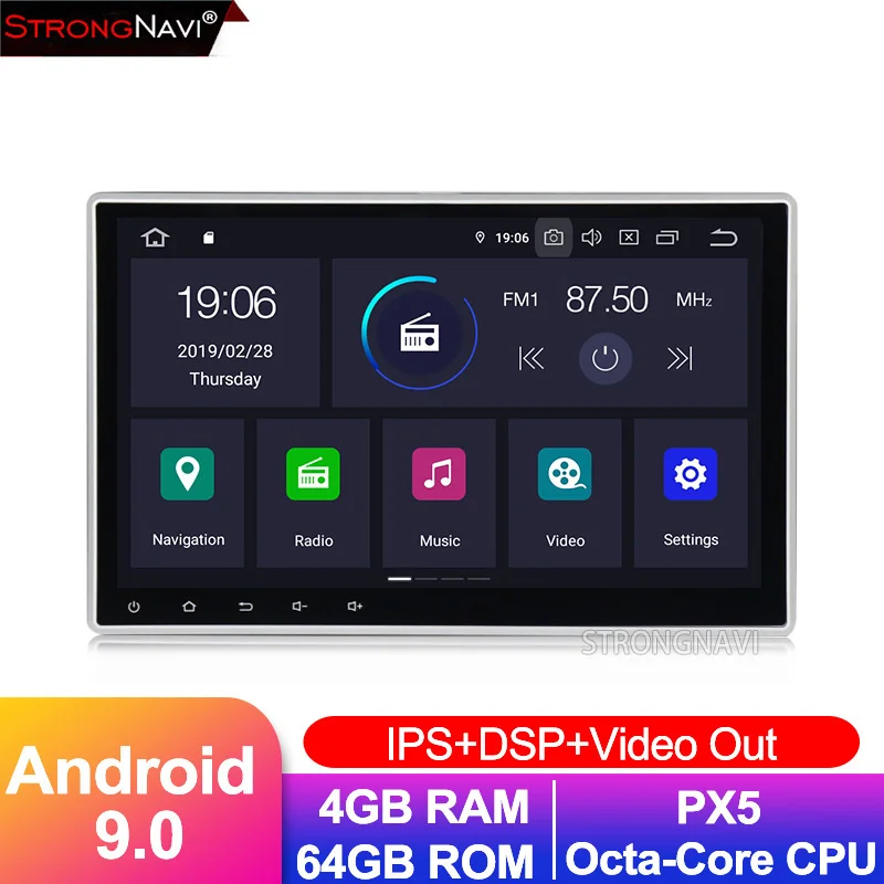 

10.1''2 Din Universal Android 9.0 PX5 Car DVD Player for 2din universal Radio GPS Navigation BT Head unit 4G+64G IPS DSP