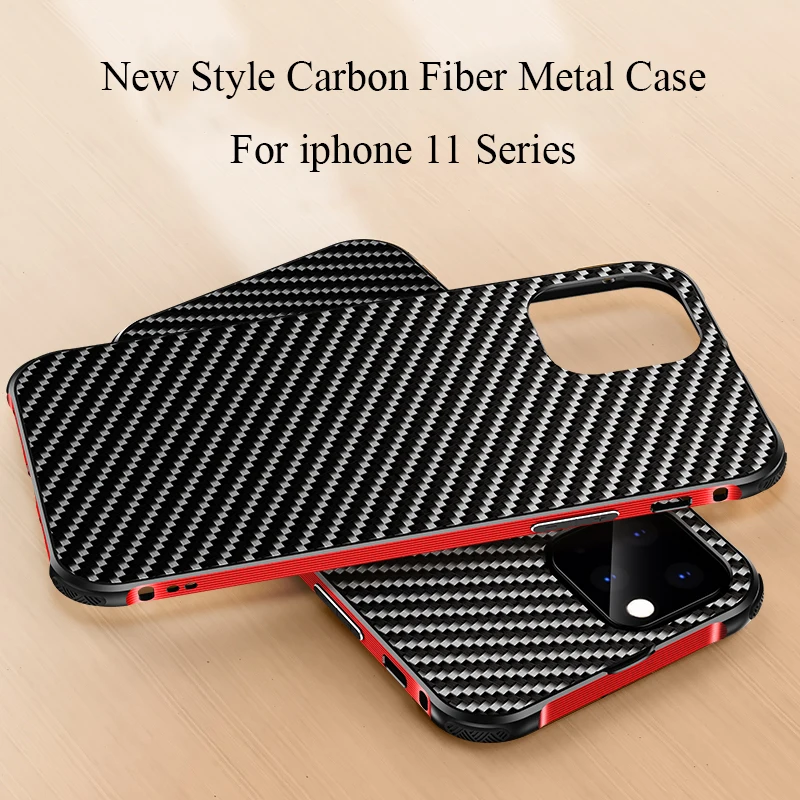 

New Style Carbon Fiber Case for iphone 11 Pro Max Case iphone11 Aluminum Metal Bumper Phone Cover For iphone 11 Pro Case Capa
