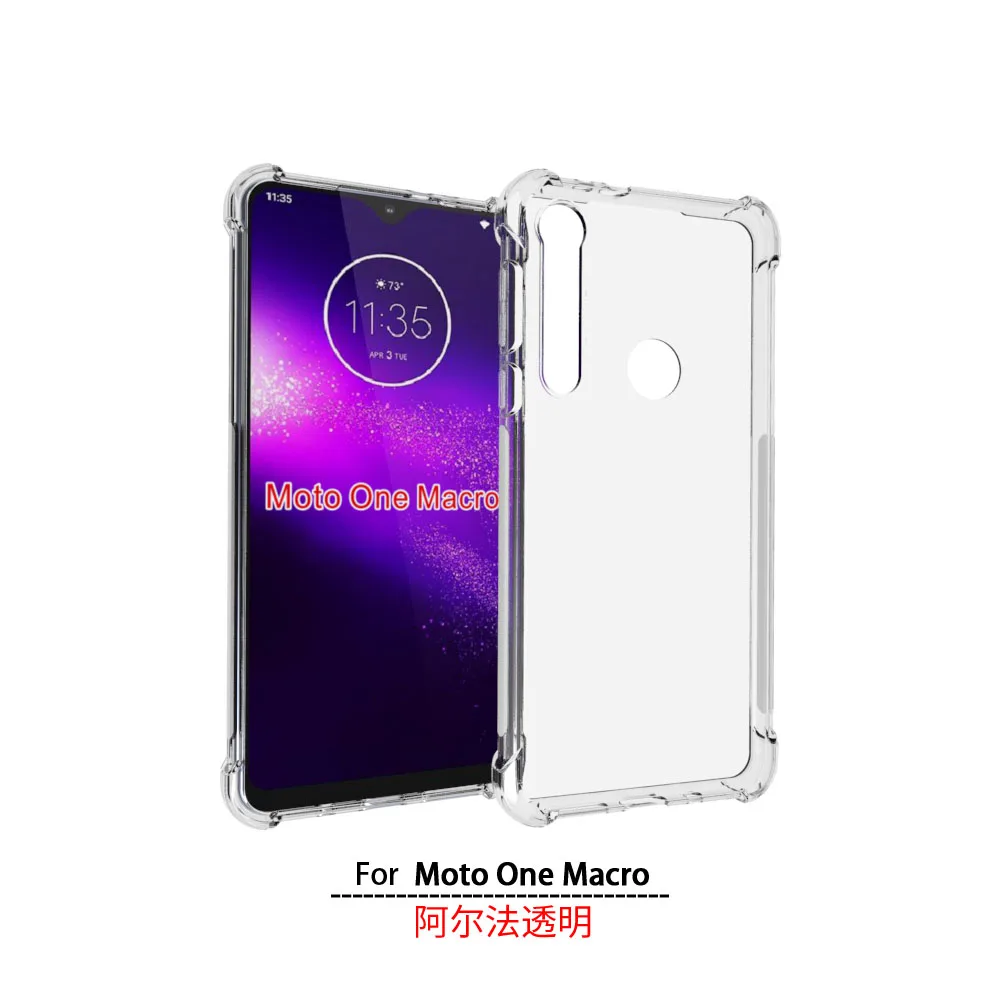 Case Clear For Motorola Moto one macro Shockproof Funda Coque Transparent TPU Soft Luxury Phone Back Airbag Cover |