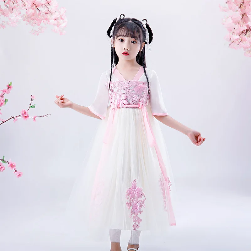 Платье в китайском стиле для девочек Традиционные винтажные платья ханьском с