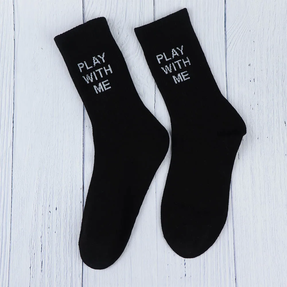 1 пара модных хлопковых дышащих повседневных носков с надписью «PLAY WITH ME» женские мягкие теплые удобные носки