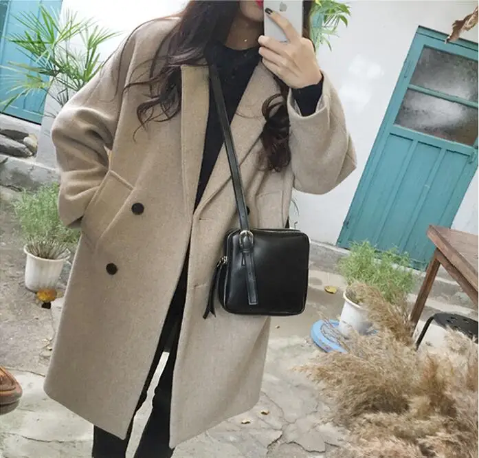 

High quality!Women's autumn winter Korea plus size slim long coat female pure color outware chic double breasted Blouse TB3318